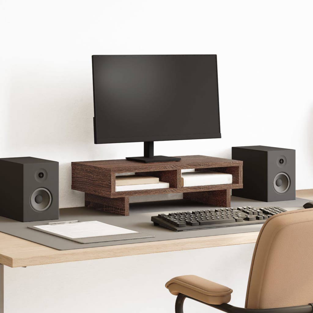 Monitorstandaard 50x27x15 cm bewerkt hout bruin eikenkleurig Computerverhogers en -standaards | Creëer jouw Trendy Thuis | Gratis bezorgd & Retour | Trendy.nl