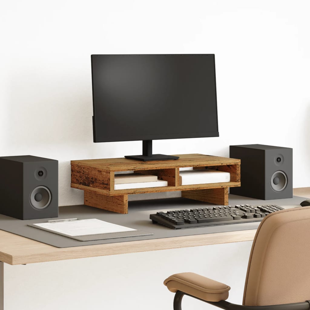 Monitorstandaard 50x27x15 cm bewerkt hout oud houtkleurig Computerverhogers en -standaards | Creëer jouw Trendy Thuis | Gratis bezorgd & Retour | Trendy.nl