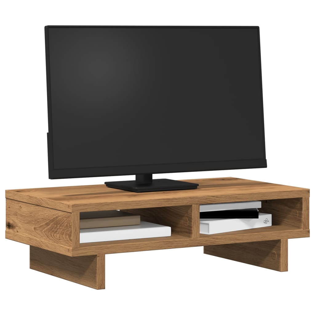 Monitorstandaard 50x27x15 cm bewerkt hout artisanaal eikenkleur Computerverhogers en -standaards | Creëer jouw Trendy Thuis | Gratis bezorgd & Retour | Trendy.nl