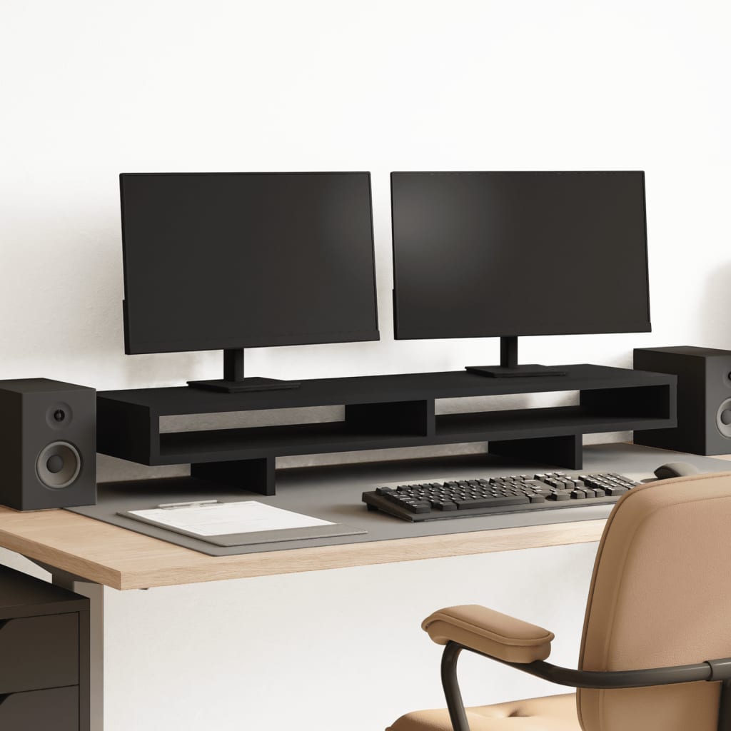 Monitorstandaard 100x27x15 cm bewerkt hout zwart Computerverhogers en -standaards | Creëer jouw Trendy Thuis | Gratis bezorgd & Retour | Trendy.nl