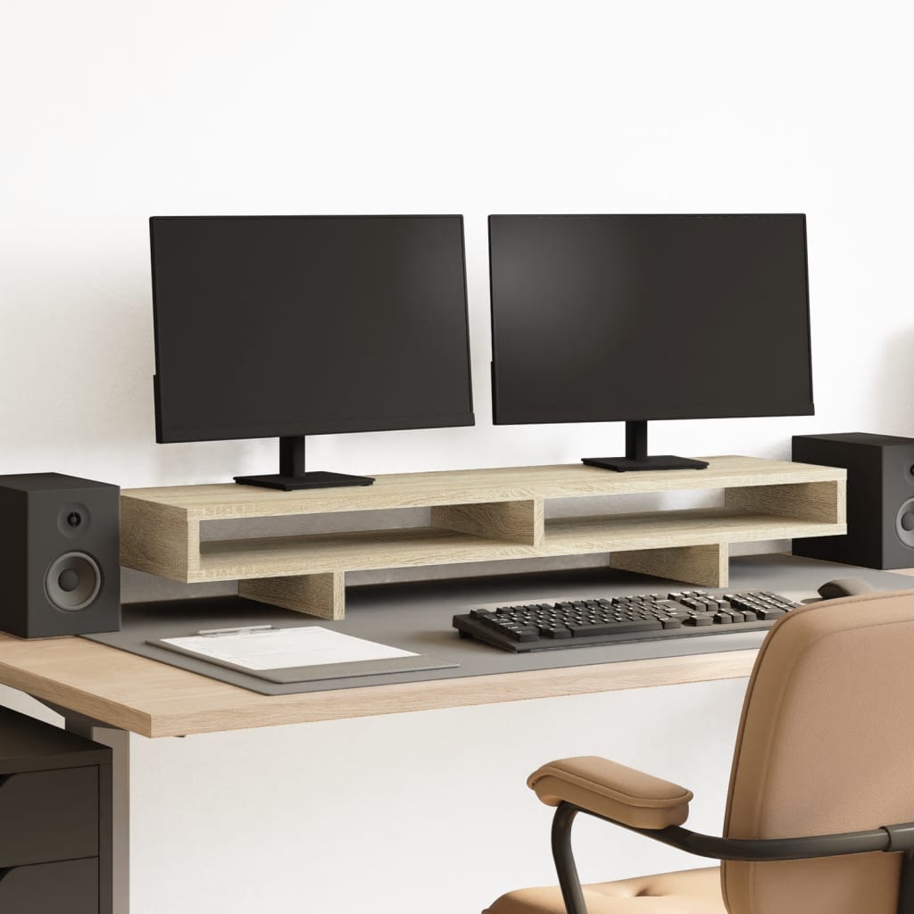 Monitorstandaard 100x27x15 cm bewerkt hout sonoma eikenkleurig Computerverhogers en -standaards | Creëer jouw Trendy Thuis | Gratis bezorgd & Retour | Trendy.nl