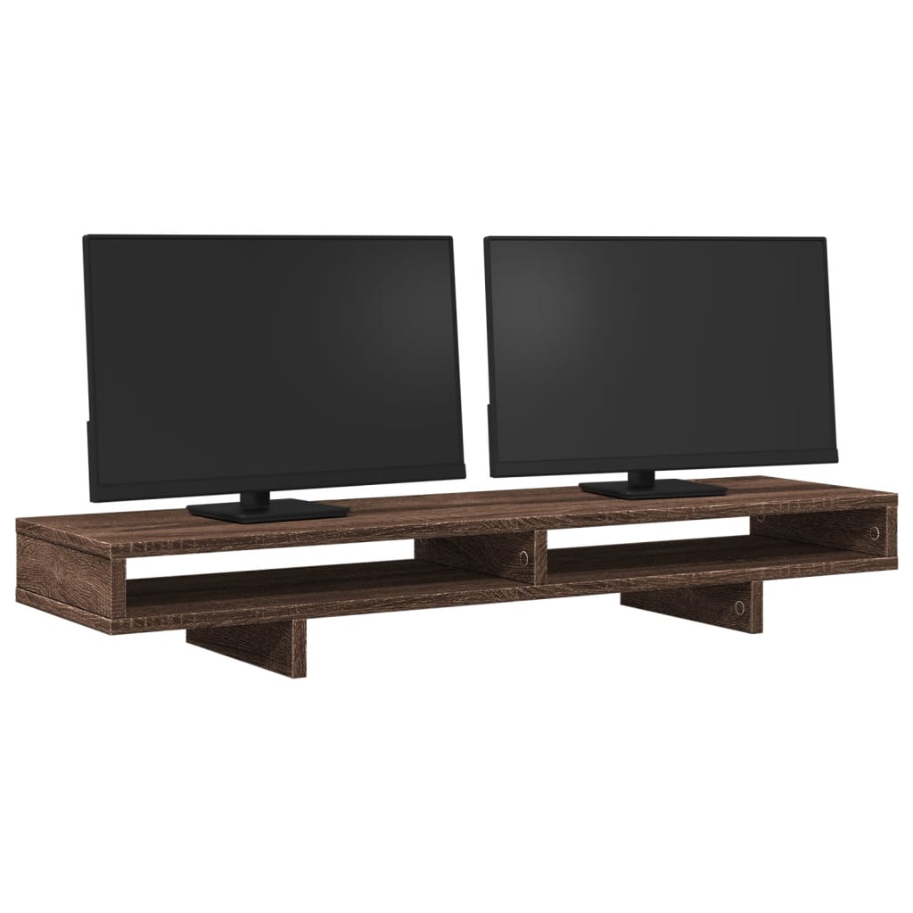 Monitorstandaard 100x27x15 cm bewerkt hout bruin eikenkleurig Computerverhogers en -standaards | Creëer jouw Trendy Thuis | Gratis bezorgd & Retour | Trendy.nl