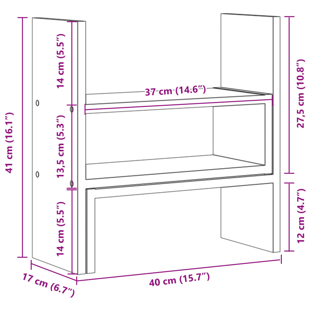 Bureau organiser 40x17x41 cm bewerkt hout oud houtkleurig Computerverhogers en -standaards | Creëer jouw Trendy Thuis | Gratis bezorgd & Retour | Trendy.nl