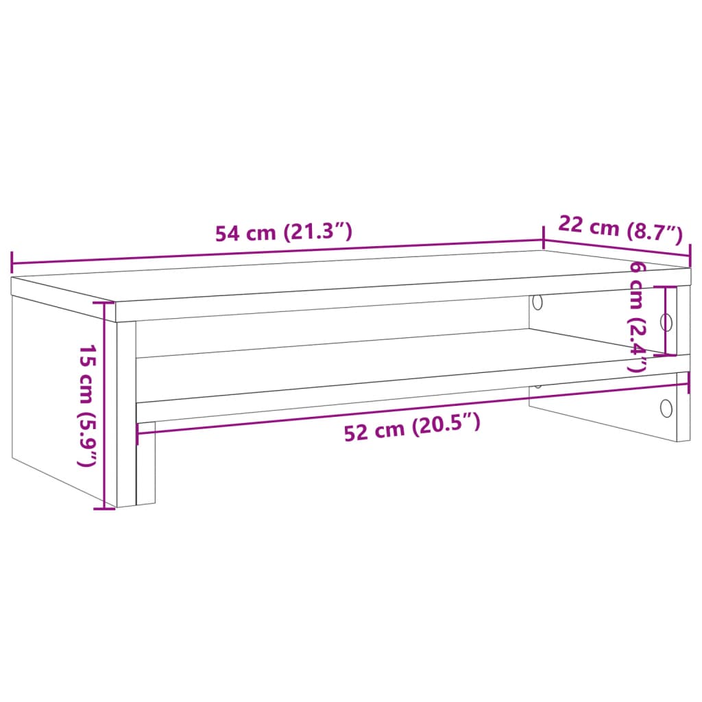 Monitorstandaard 54x22x15 cm bewerkt hout wit Computerverhogers en -standaards | Creëer jouw Trendy Thuis | Gratis bezorgd & Retour | Trendy.nl