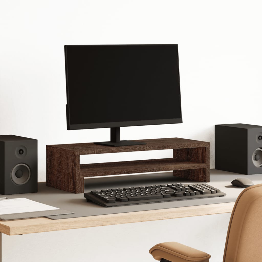 Monitorstandaard 54x22x15 cm bewerkt hout bruin eikenkleurig Computerverhogers en -standaards | Creëer jouw Trendy Thuis | Gratis bezorgd & Retour | Trendy.nl