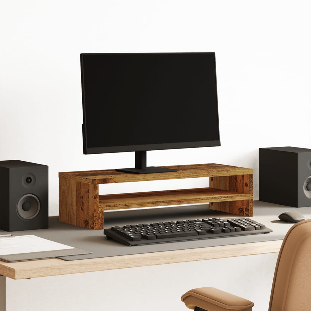 Monitorstandaard 54x22x15 cm bewerkt hout oud houtkleurig Computerverhogers en -standaards | Creëer jouw Trendy Thuis | Gratis bezorgd & Retour | Trendy.nl