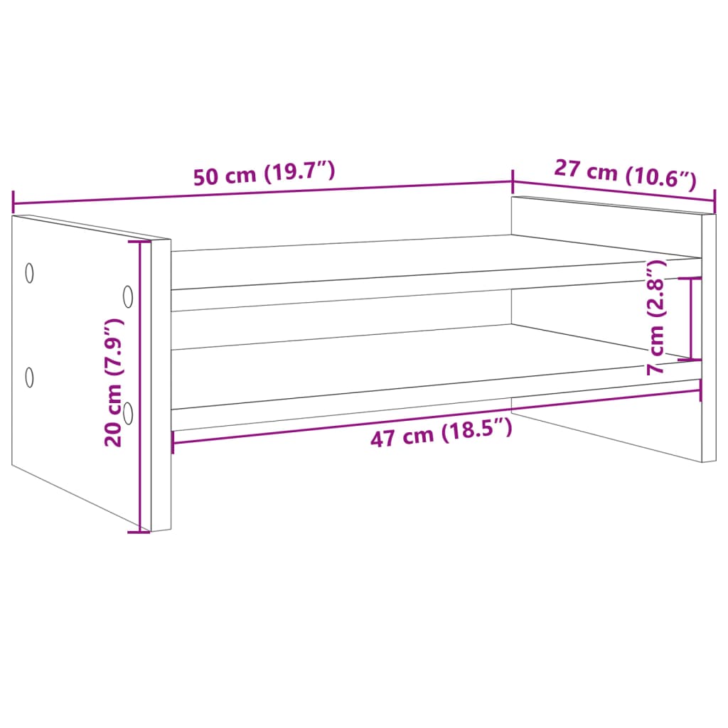 Monitorstandaard 50x27x20 cm bewerkt hout wit Computerverhogers en -standaards | Creëer jouw Trendy Thuis | Gratis bezorgd & Retour | Trendy.nl