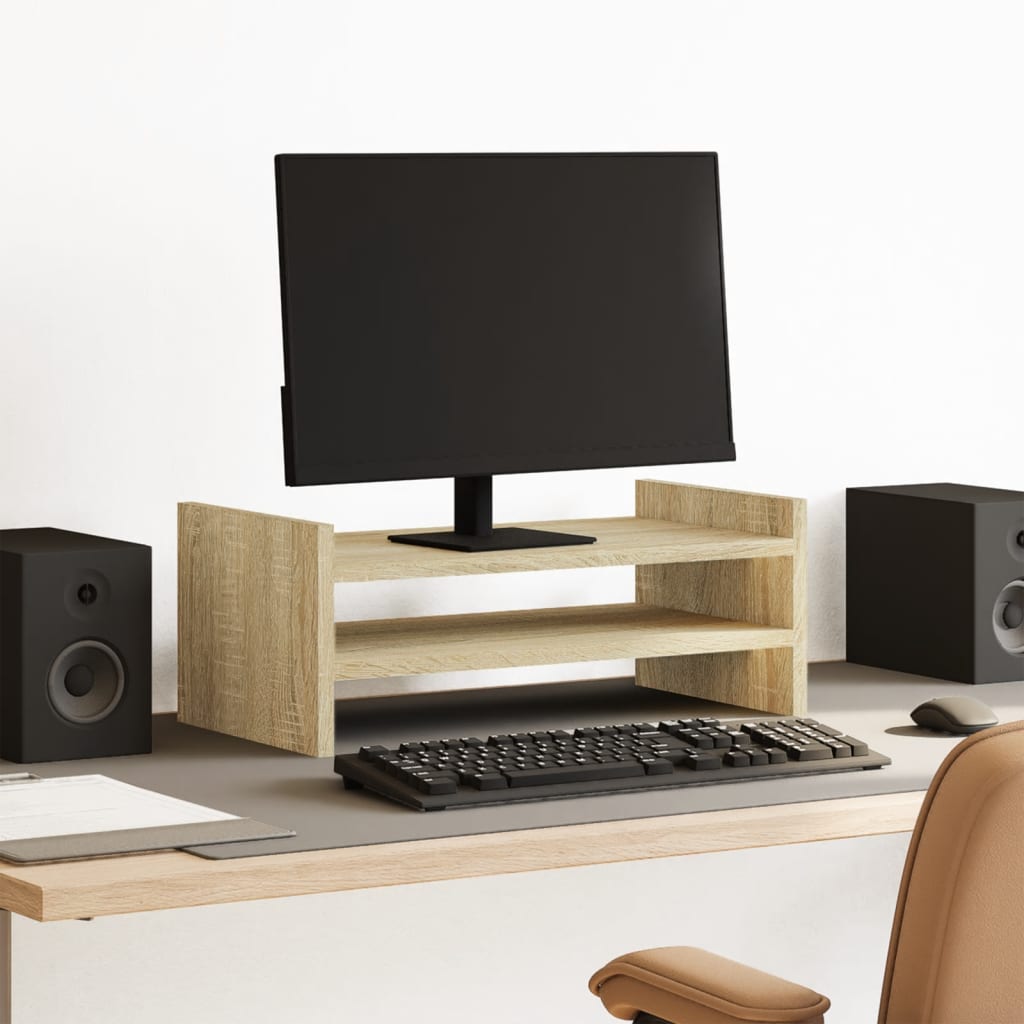 Monitorstandaard 50x27x20 cm bewerkt hout sonoma eikenkleurig Computerverhogers en -standaards | Creëer jouw Trendy Thuis | Gratis bezorgd & Retour | Trendy.nl