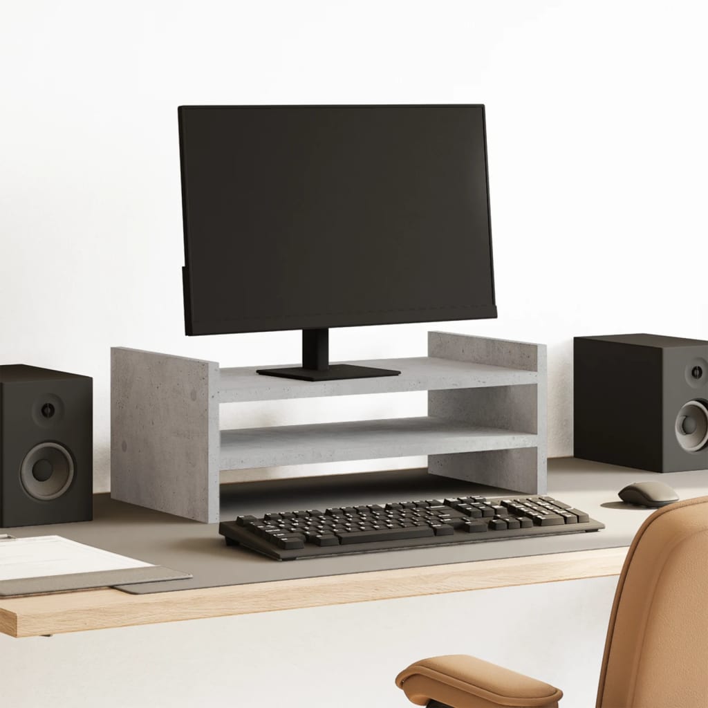 Monitorstandaard 50x27x20 cm bewerkt hout betongrijs Computerverhogers en -standaards | Creëer jouw Trendy Thuis | Gratis bezorgd & Retour | Trendy.nl