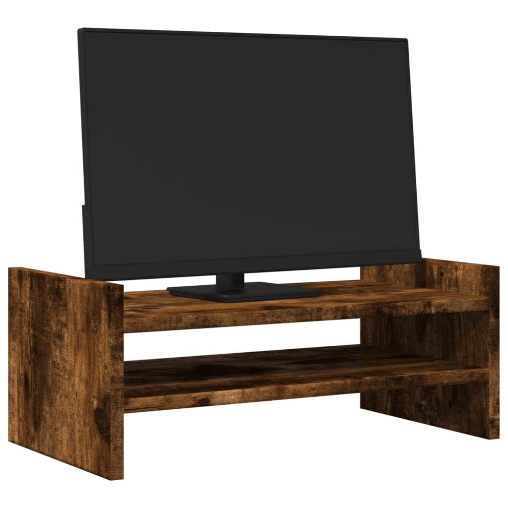 Monitorstandaard 50x27x20 cm bewerkt hout gerookt eikenkleurig Computerverhogers en -standaards | Creëer jouw Trendy Thuis | Gratis bezorgd & Retour | Trendy.nl