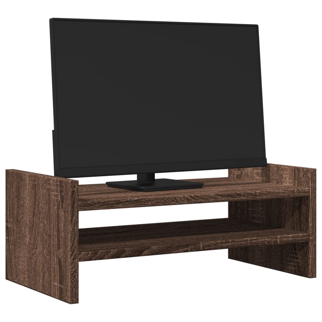 Monitorstandaard 50x27x20 cm bewerkt hout bruin eikenkleurig Computerverhogers en -standaards | Creëer jouw Trendy Thuis | Gratis bezorgd & Retour | Trendy.nl