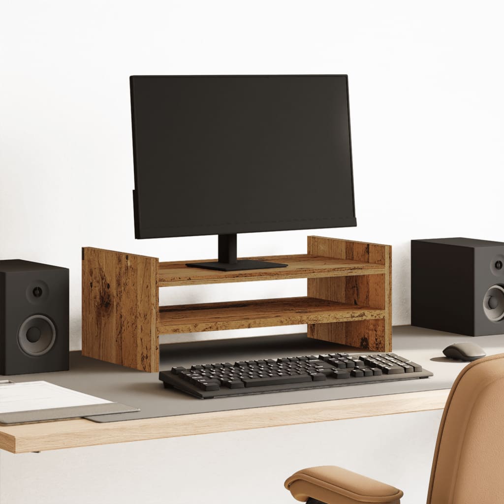 Monitorstandaard 50x27x20 cm bewerkt hout oud houtkleurig Computerverhogers en -standaards | Creëer jouw Trendy Thuis | Gratis bezorgd & Retour | Trendy.nl