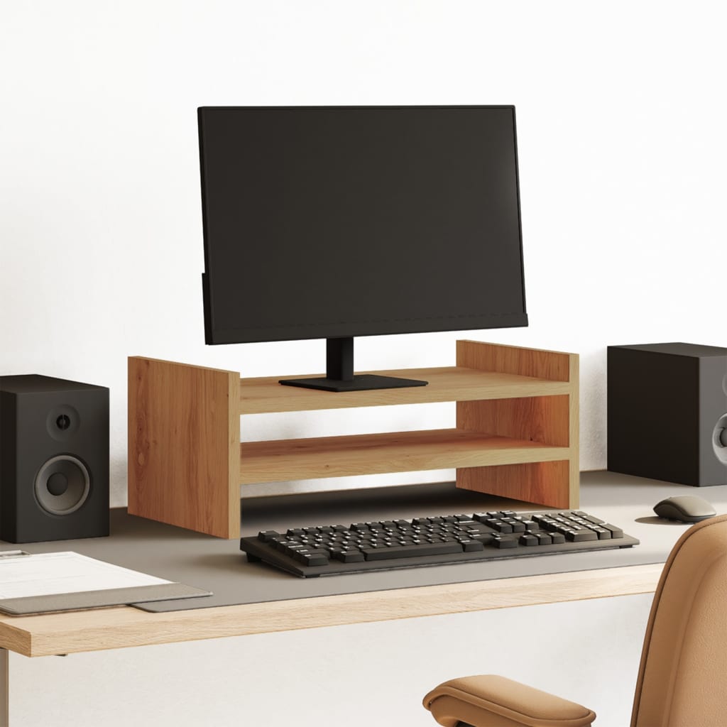 Monitorstandaard 50x27x20 cm bewerkt hout artisanaal eikenkleur Computerverhogers en -standaards | Creëer jouw Trendy Thuis | Gratis bezorgd & Retour | Trendy.nl