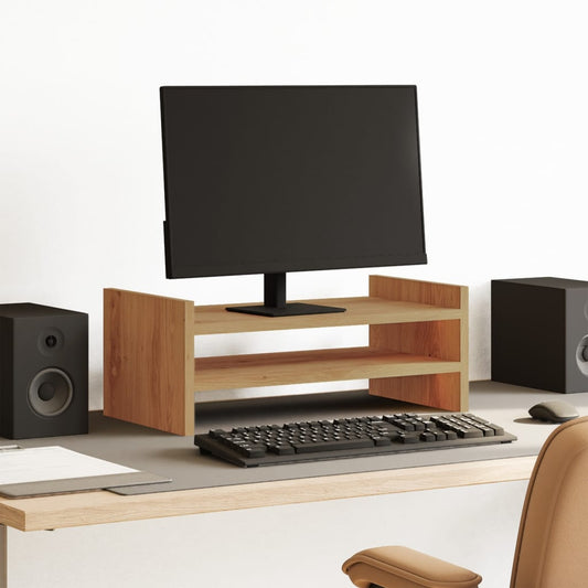 Monitorstandaard 50x27x20 cm bewerkt hout artisanaal eikenkleur Computerverhogers en -standaards | Creëer jouw Trendy Thuis | Gratis bezorgd & Retour | Trendy.nl