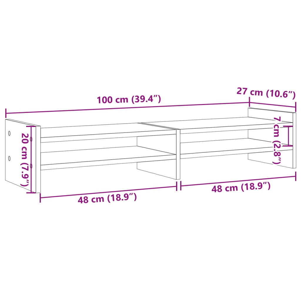 Monitorstandaard 100x27x20 cm bewerkt hout wit Computerverhogers en -standaards | Creëer jouw Trendy Thuis | Gratis bezorgd & Retour | Trendy.nl