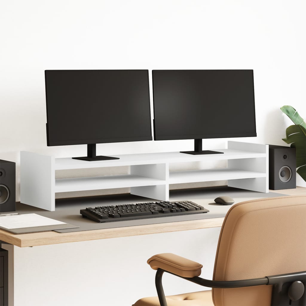 Monitorstandaard 100x27x20 cm bewerkt hout wit Computerverhogers en -standaards | Creëer jouw Trendy Thuis | Gratis bezorgd & Retour | Trendy.nl