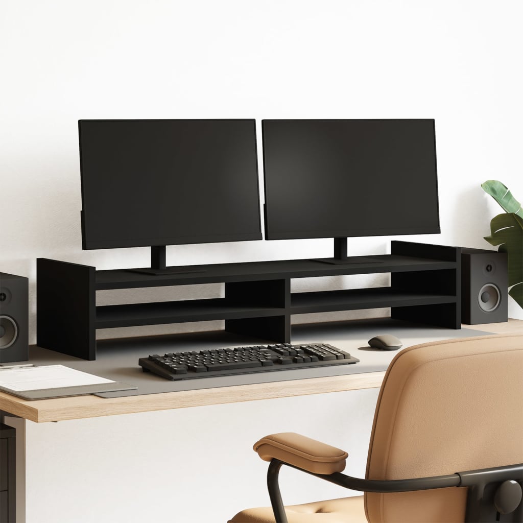 Monitorstandaard 100x27x20 cm bewerkt hout zwart Computerverhogers en -standaards | Creëer jouw Trendy Thuis | Gratis bezorgd & Retour | Trendy.nl