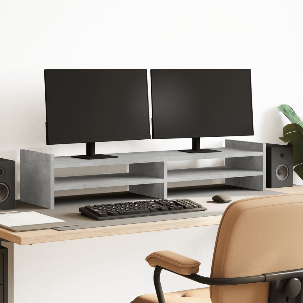 Monitorstandaard 100x27x20 cm bewerkt hout betongrijs Computerverhogers en -standaards | Creëer jouw Trendy Thuis | Gratis bezorgd & Retour | Trendy.nl