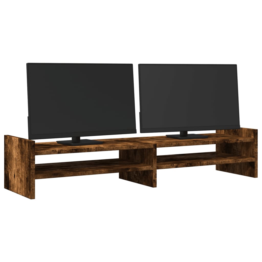 Monitorstandaard 100x27x20 cm bewerkt hout gerookt eikenkleurig Computerverhogers en -standaards | Creëer jouw Trendy Thuis | Gratis bezorgd & Retour | Trendy.nl