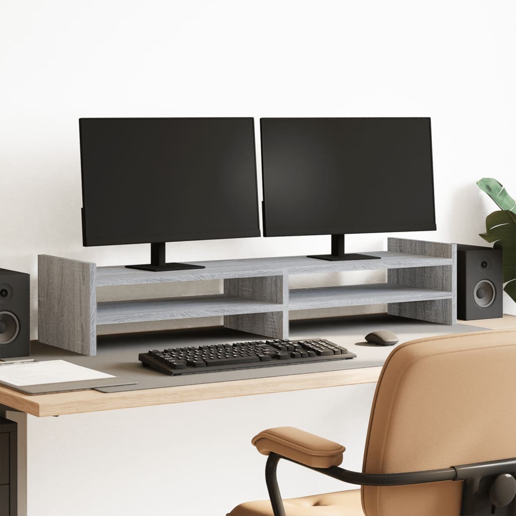 Monitorstandaard 100x27x20 cm bewerkt hout grijs sonoma eiken Computerverhogers en -standaards | Creëer jouw Trendy Thuis | Gratis bezorgd & Retour | Trendy.nl