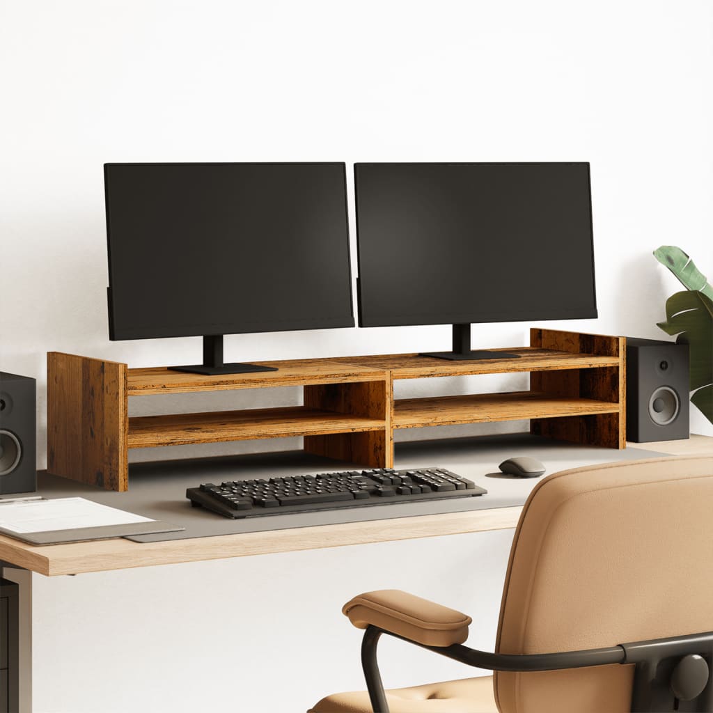 Monitorstandaard 100x27x20 cm bewerkt hout oud houtkleurig Computerverhogers en -standaards | Creëer jouw Trendy Thuis | Gratis bezorgd & Retour | Trendy.nl