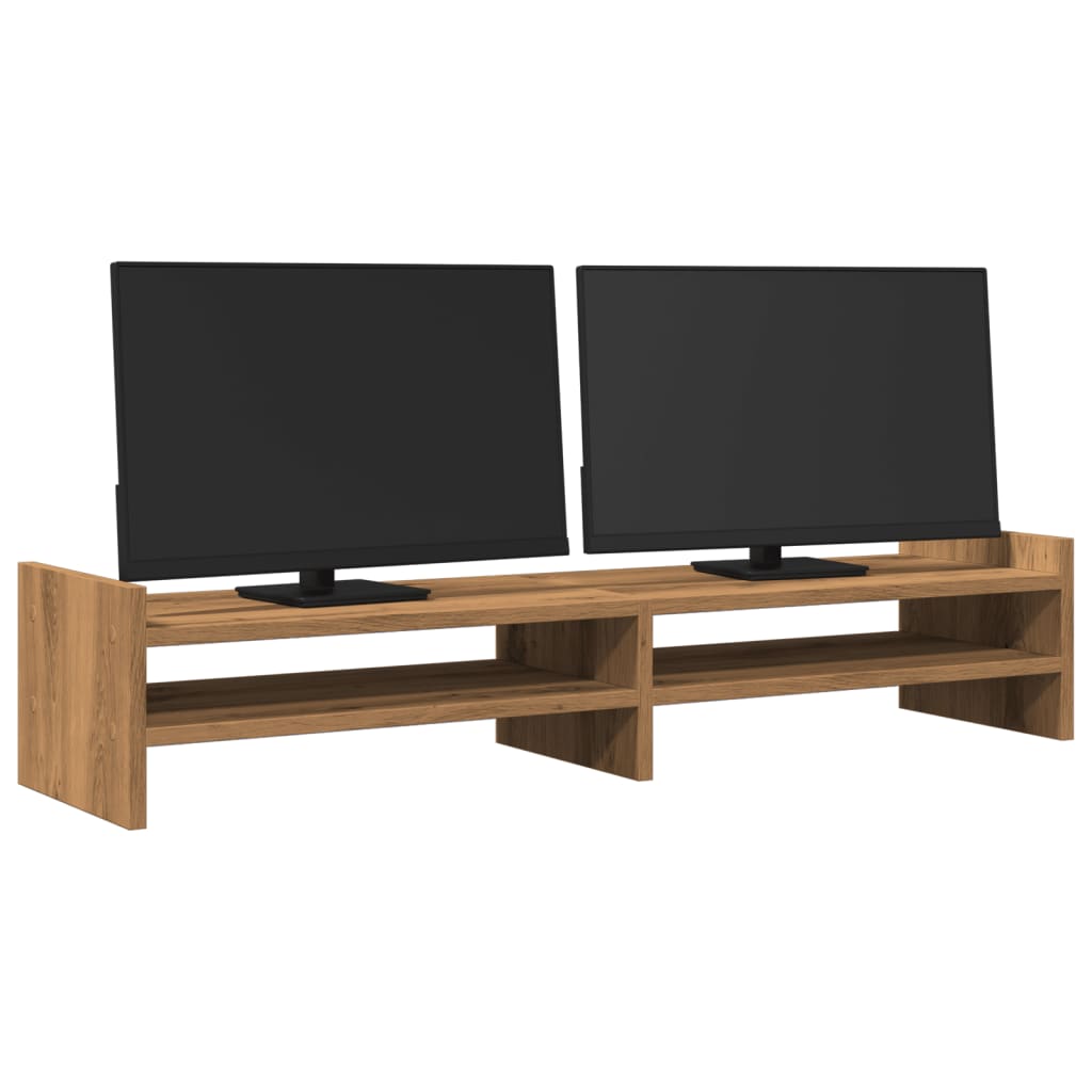 Monitorstandaard 100x27x20 cm bewerkt hout artisanaal eiken Computerverhogers en -standaards | Creëer jouw Trendy Thuis | Gratis bezorgd & Retour | Trendy.nl