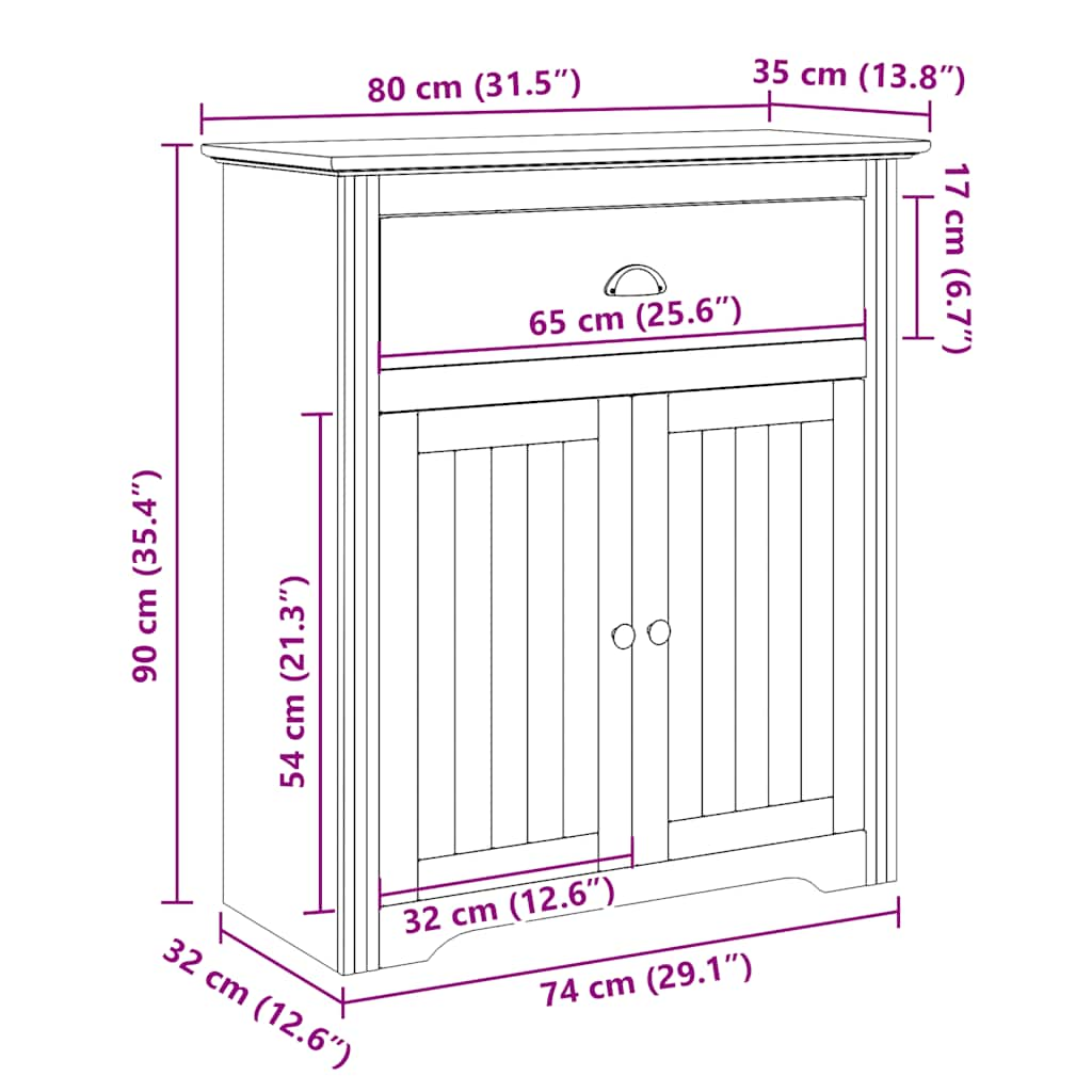 Gangkast BODO 80x35x90 cm wit