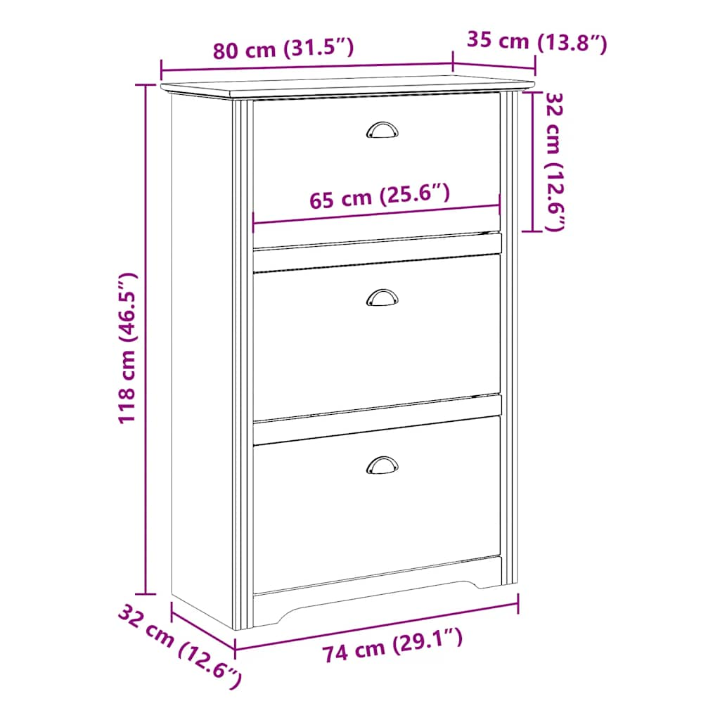 Schoenenrek BODO 80x35x118 cm wit