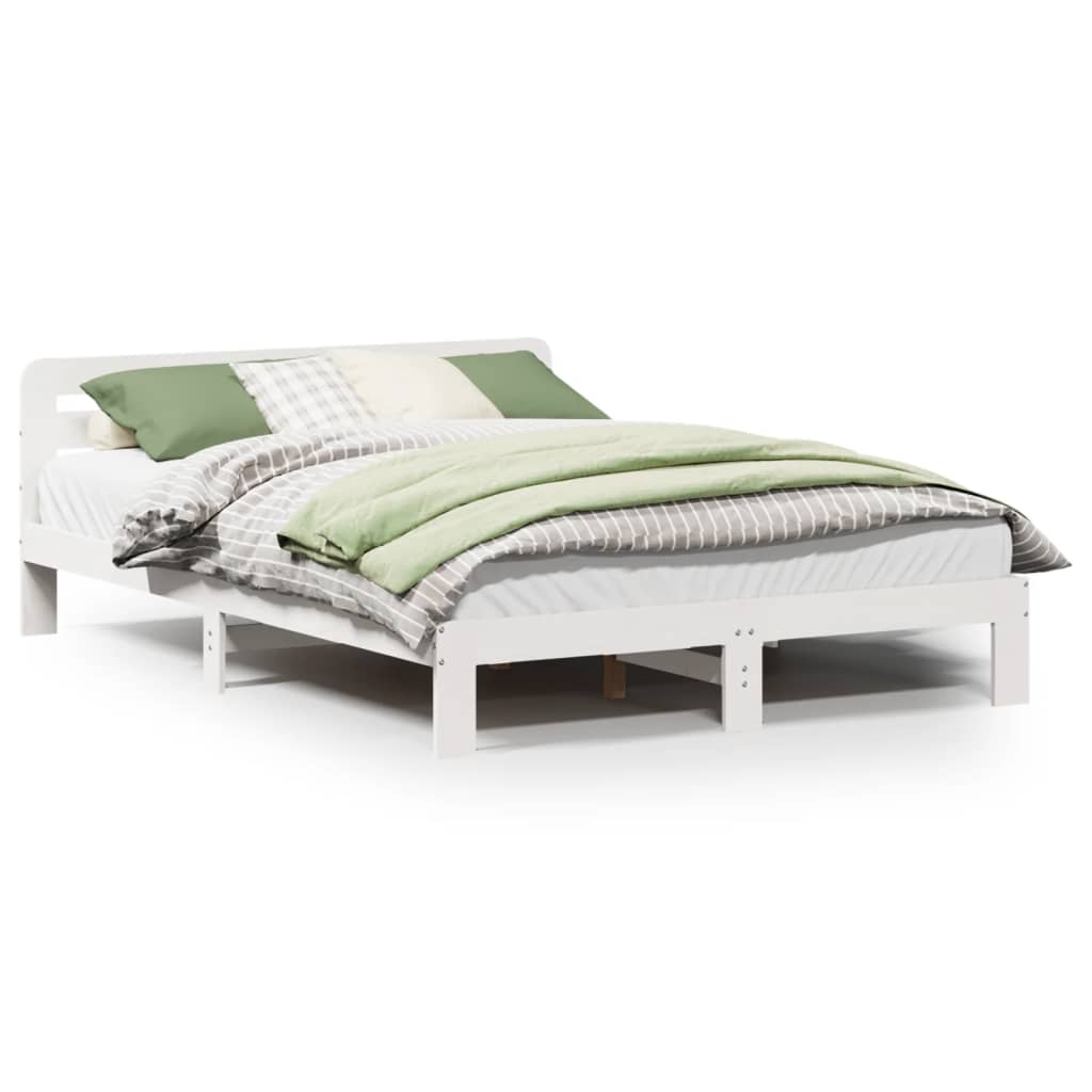 Bedframe zonder matras massief grenenhout wit 160x200 cm