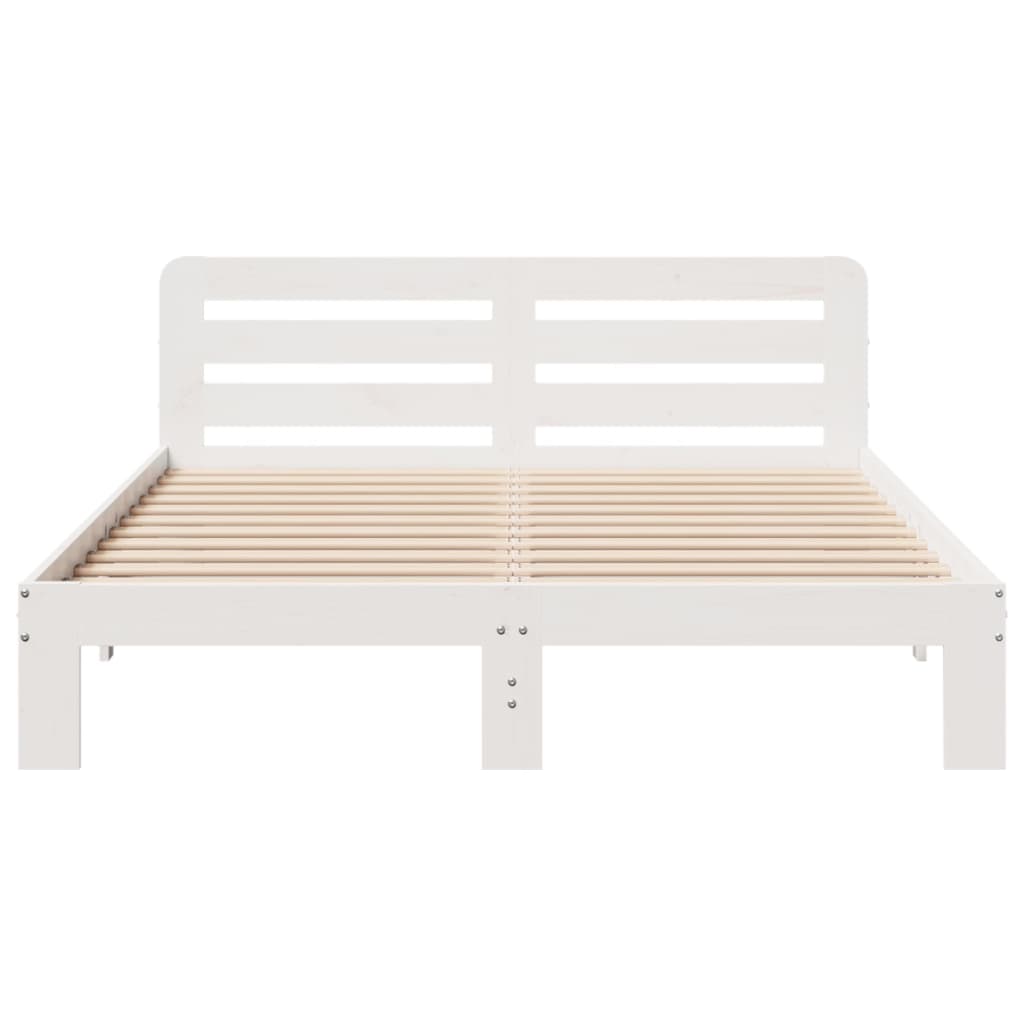 Bedframe zonder matras massief grenenhout wit 160x200 cm