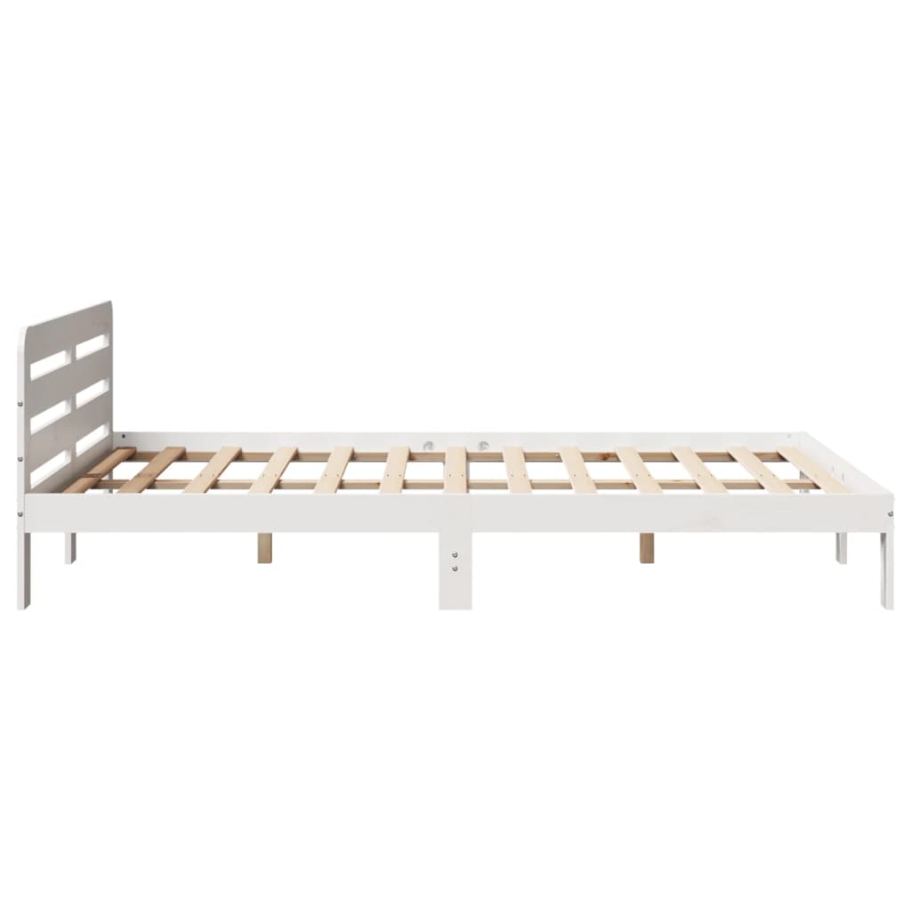 Bedframe zonder matras massief grenenhout wit 160x200 cm