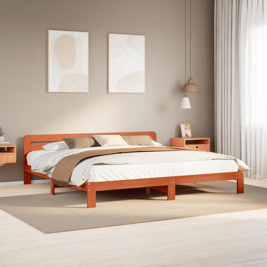 Bedframe zonder matras massief grenenhout wasbruin 200x200 cm Bedden & bedframes | Creëer jouw Trendy Thuis | Gratis bezorgd & Retour | Trendy.nl