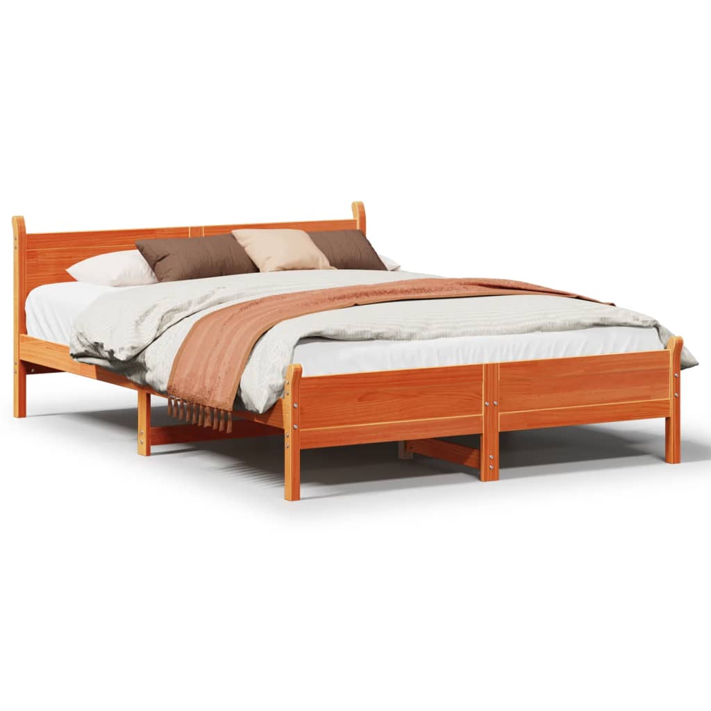 Bedframe zonder matras massief grenenhout wasbruin 160x200 cm Bedden & bedframes | Creëer jouw Trendy Thuis | Gratis bezorgd & Retour | Trendy.nl