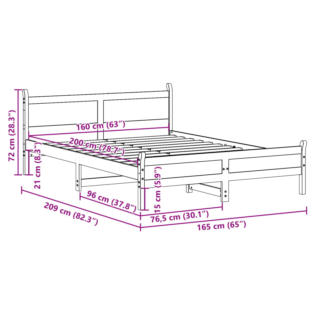 Bedframe zonder matras massief grenenhout wasbruin 160x200 cm Bedden & bedframes | Creëer jouw Trendy Thuis | Gratis bezorgd & Retour | Trendy.nl