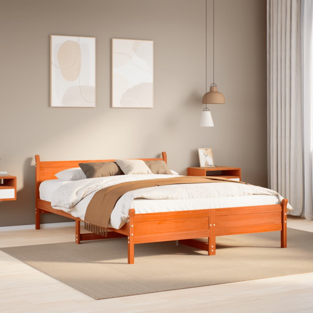 Bedframe zonder matras massief grenenhout wasbruin 160x200 cm Bedden & bedframes | Creëer jouw Trendy Thuis | Gratis bezorgd & Retour | Trendy.nl