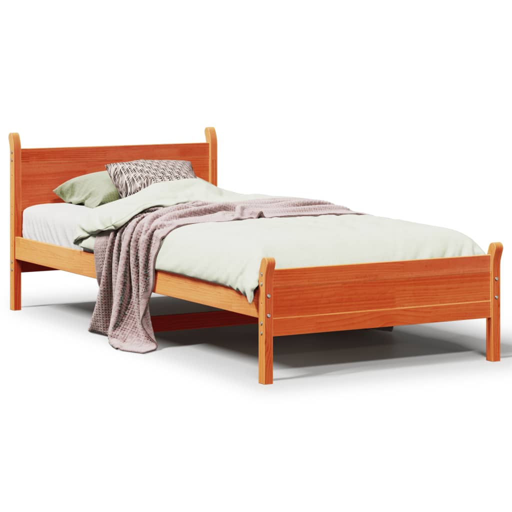 Bedframe zonder matras massief grenenhout wasbruin 90x190 cm Bedden & bedframes | Creëer jouw Trendy Thuis | Gratis bezorgd & Retour | Trendy.nl