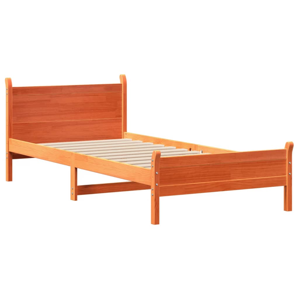 Bedframe zonder matras massief grenenhout wasbruin 90x190 cm Bedden & bedframes | Creëer jouw Trendy Thuis | Gratis bezorgd & Retour | Trendy.nl