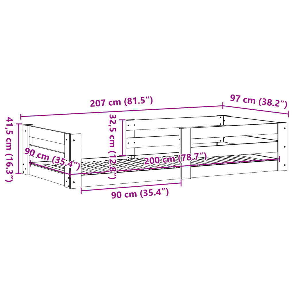 Bedframe zonder matras massief grenenhout wit 90x200 cm Bedden & bedframes | Creëer jouw Trendy Thuis | Gratis bezorgd & Retour | Trendy.nl