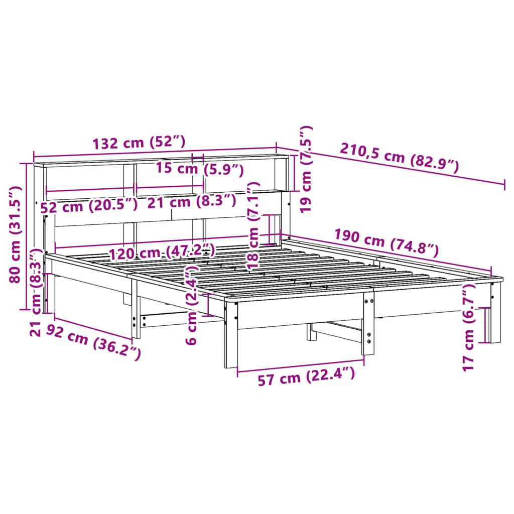 Bed met boekenkast zonder matras grenenhout wit 120x190 cm Bedden & bedframes | Creëer jouw Trendy Thuis | Gratis bezorgd & Retour | Trendy.nl