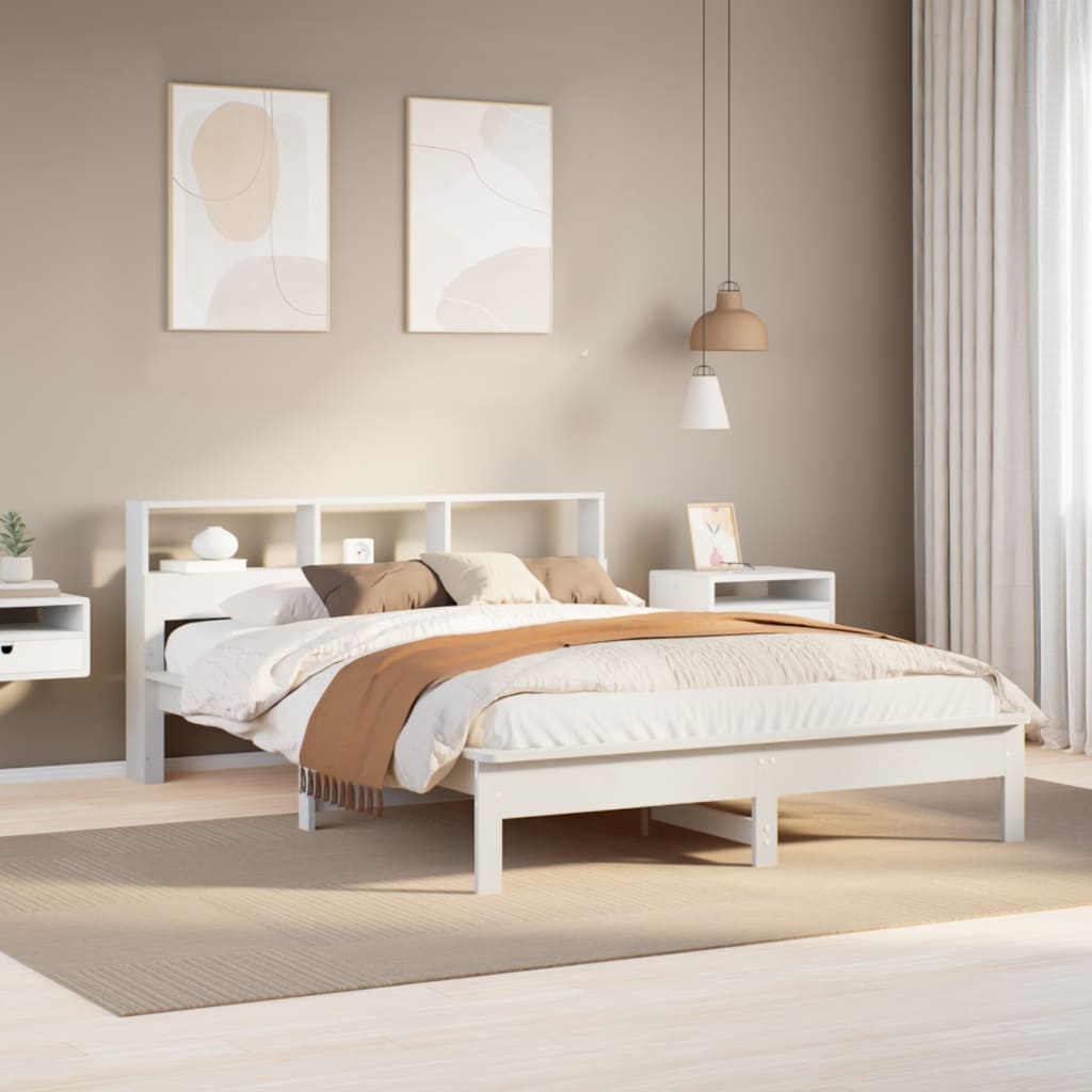 Bed met boekenkast zonder matras grenenhout wit 120x190 cm Bedden & bedframes | Creëer jouw Trendy Thuis | Gratis bezorgd & Retour | Trendy.nl