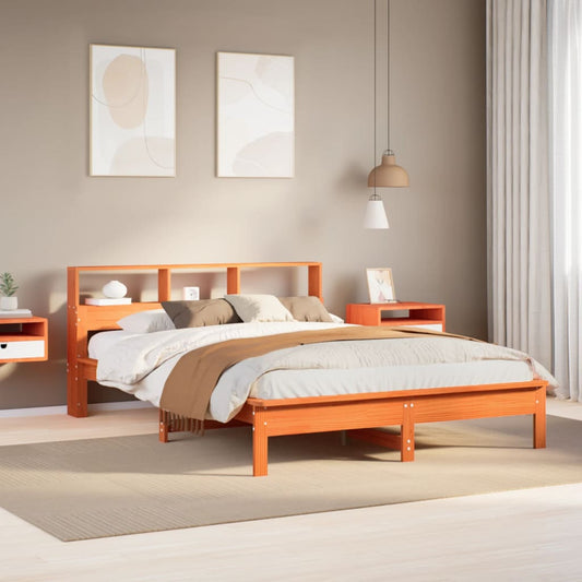 Bed met boekenkast zonder matras grenenhout wasbruin 120x190 cm Bedden & bedframes | Creëer jouw Trendy Thuis | Gratis bezorgd & Retour | Trendy.nl