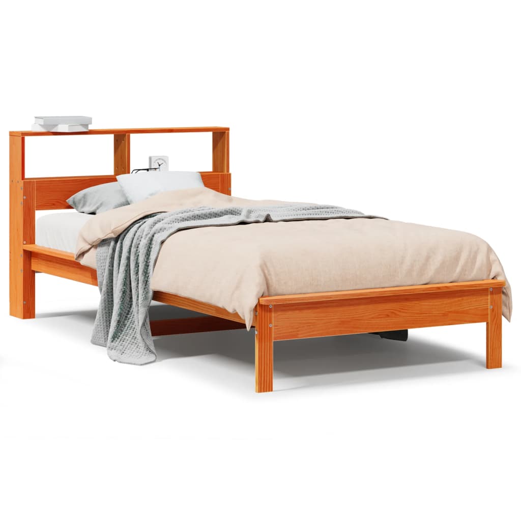 vidaXLBed met boekenkast zonder matras grenenhout wasbruin 90x190 cm Bedden & bedframes | Creëer jouw Trendy Thuis | Gratis bezorgd & Retour | Trendy.nl