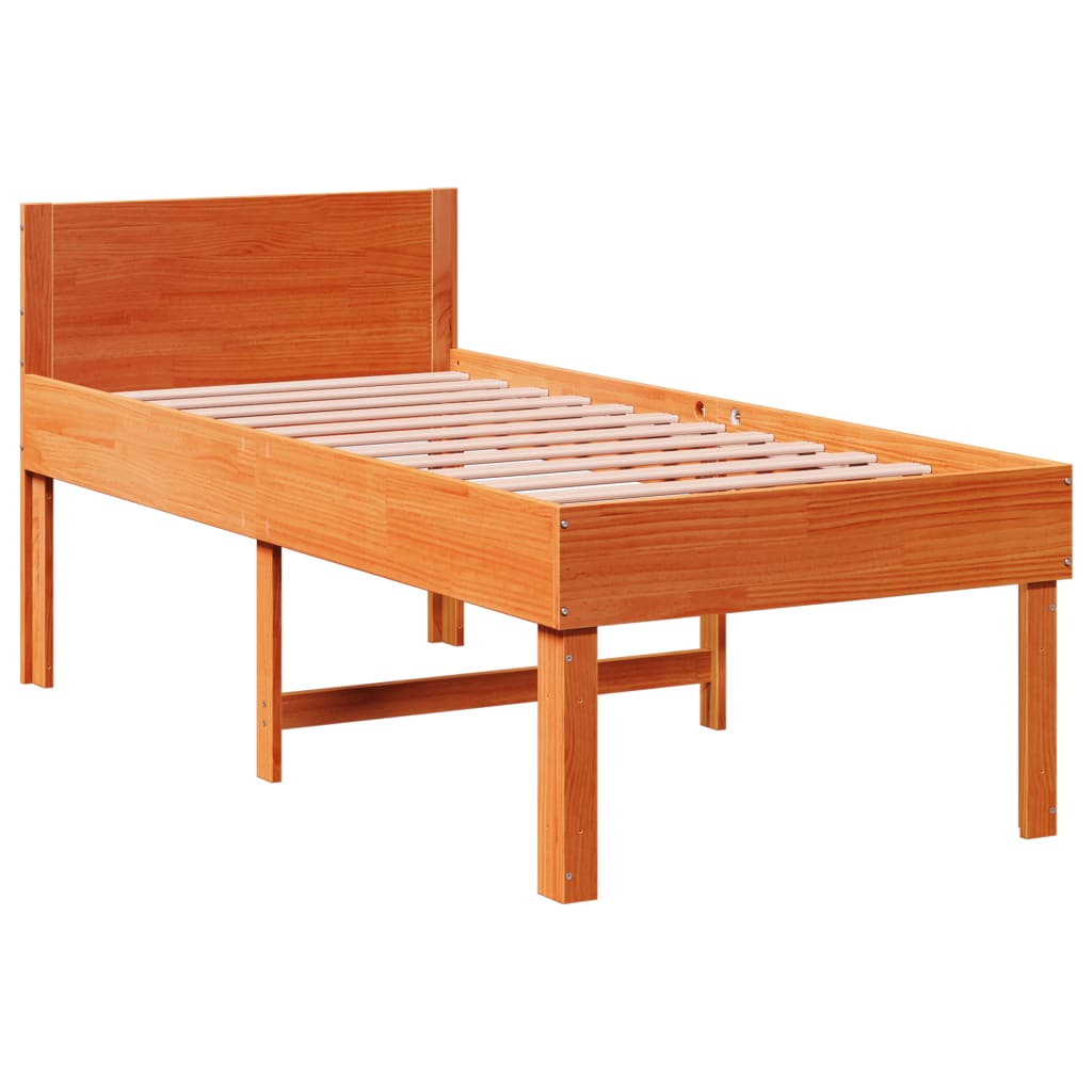 Bedframe zonder matras massief grenenhout wasbruin 90x190 cm Bedden & bedframes | Creëer jouw Trendy Thuis | Gratis bezorgd & Retour | Trendy.nl