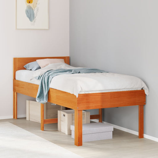 Bedframe zonder matras massief grenenhout wasbruin 90x190 cm Bedden & bedframes | Creëer jouw Trendy Thuis | Gratis bezorgd & Retour | Trendy.nl