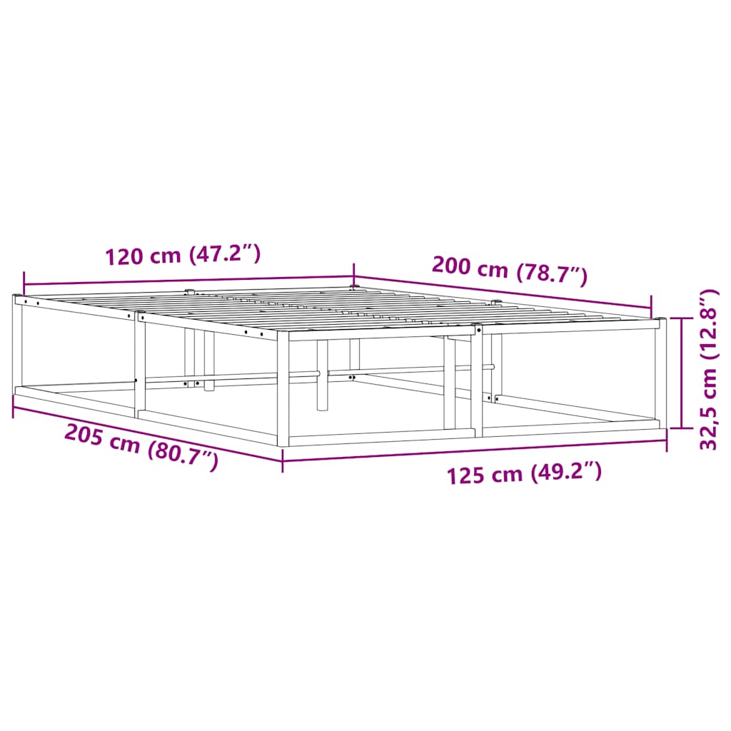 Bedframe zonder matras 120x200 cm wit