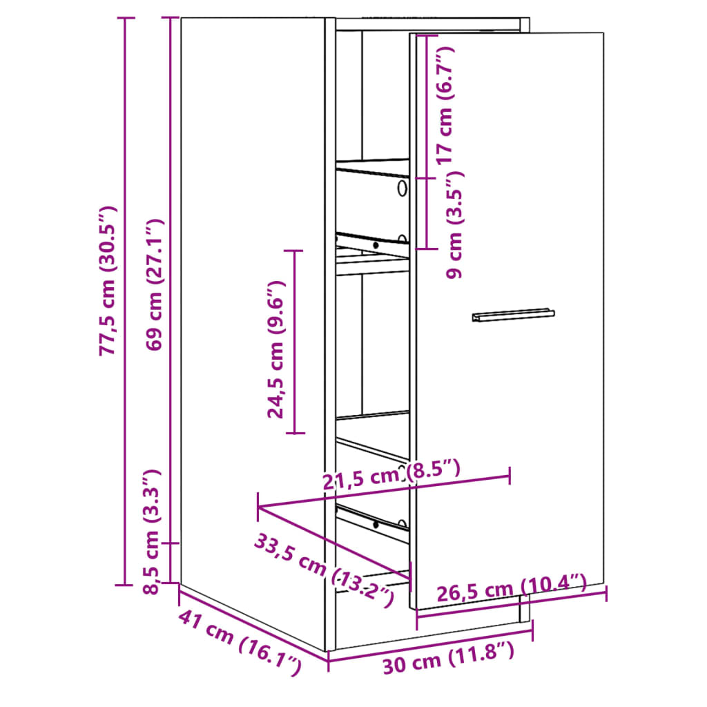 Apothekerskast 30x41x77,5 cm bewerkt hout zwart Opbergkasten & lockerkasten | Creëer jouw Trendy Thuis | Gratis bezorgd & Retour | Trendy.nl