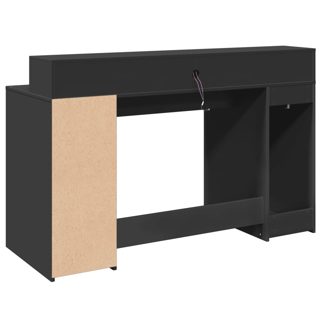 Bureau met LED-verlichting 140x55x91 cm bewerkt hout zwart Bureaus | Creëer jouw Trendy Thuis | Gratis bezorgd & Retour | Trendy.nl