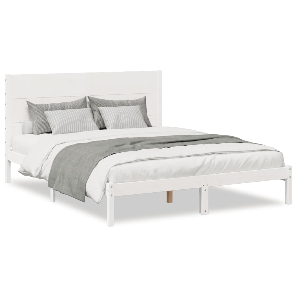 Bedframe extra lang zonder matras massief hout wit 160x210 cm