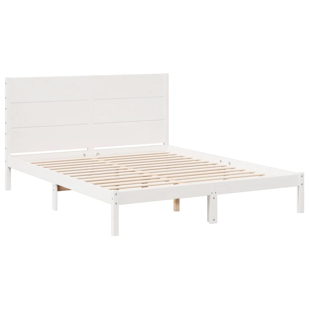 Bedframe extra lang zonder matras massief hout wit 160x210 cm