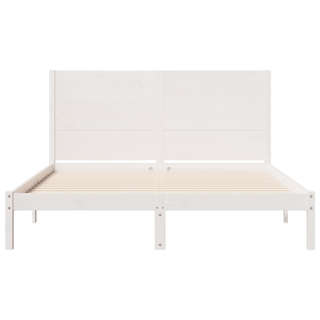 Bedframe extra lang zonder matras massief hout wit 160x210 cm